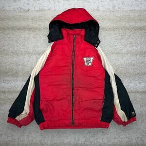 Vintage 90s Wisconsin Badgers Puffer Jacket Youth XL Red Insulated Full Zip